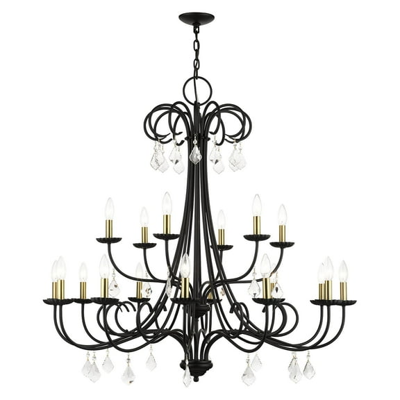 40870-04 Livex Lighting Daphne - 18 Light Extra Large Chandelier-41 Inches Tall and 42 Inches Wide-Black/Antique Brass Finish