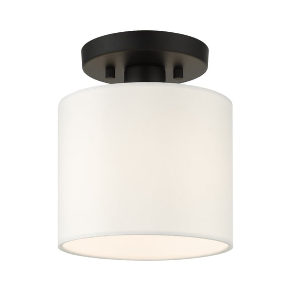 Livex Lighting Meridian 7" 1-Light Metal Semi Flush Mount in Black