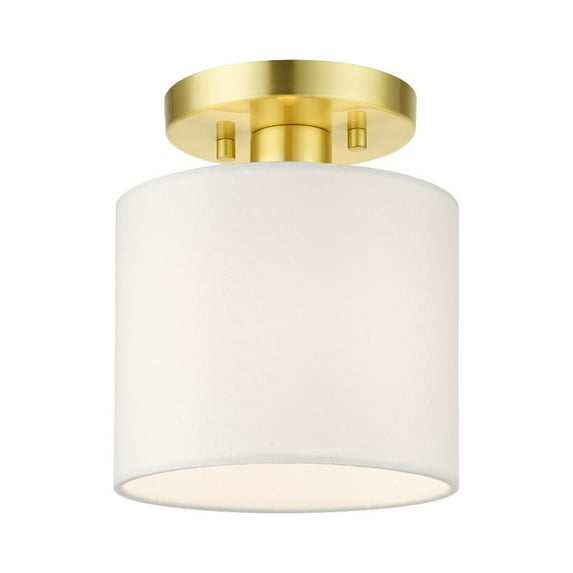 Livex Lighting 41094 Meridian 7" Wide Semi-Flush Drum Ceiling Fixture - Brass
