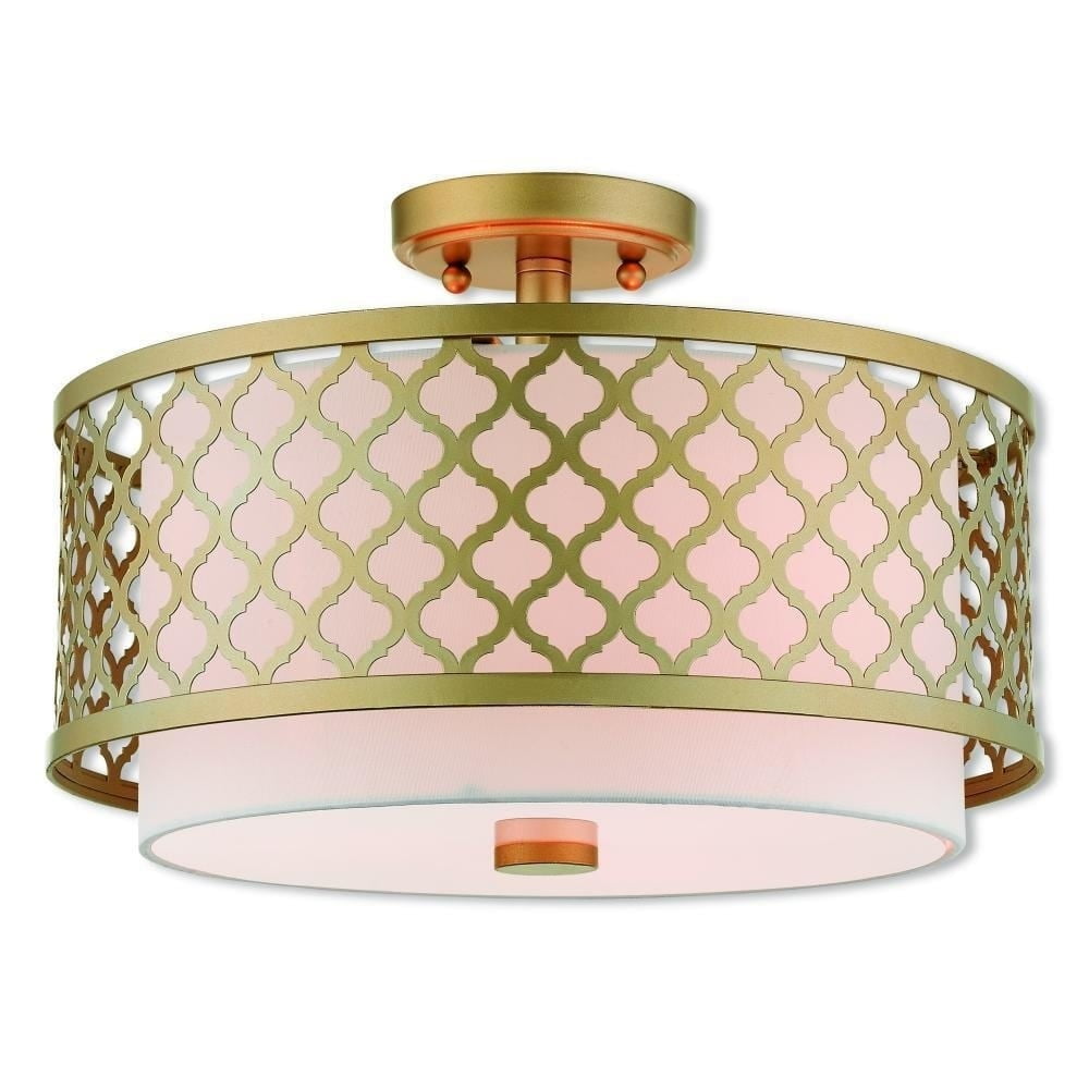 Soft Gold Drum Semi-Flush Mount Ceiling Light