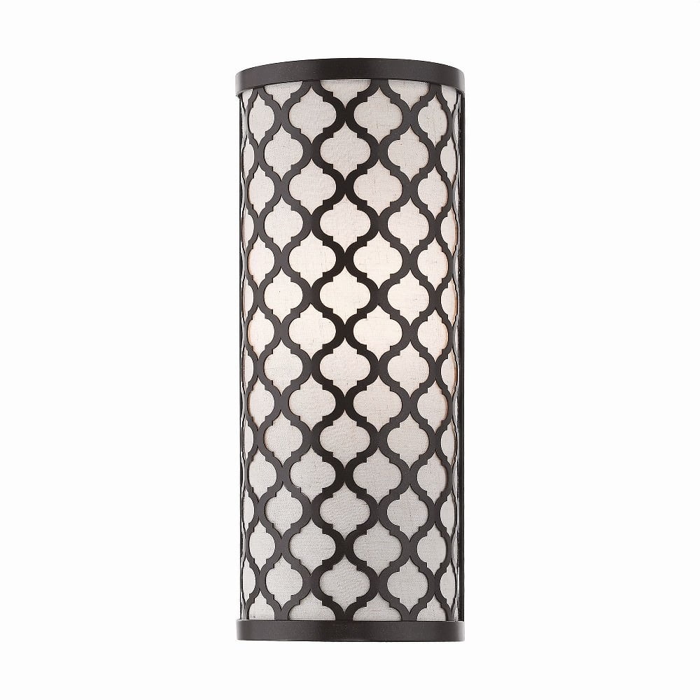 English Bronze Dimmable Wall Sconce with Fabric Shade