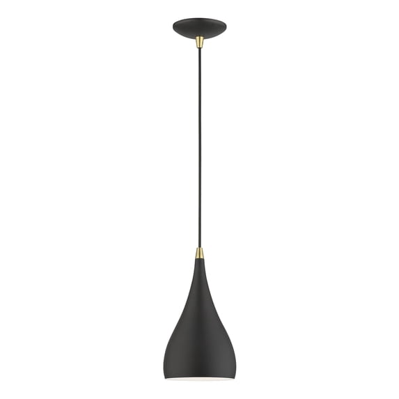 41171-14 Livex Lighting Metal Shade - 1 Light Mini Pendant in Metal ShadeCoastal Style - 6.25 Inches wide by 17 Inches high-Textured Black/Antique