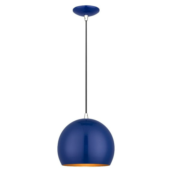 Livex Lighting 41181 Piedmont 10" Wide Pendant - Shiny Cobalt Blue / Polished Chrome
