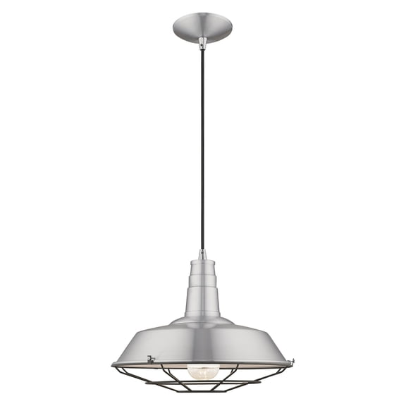 41184-66 Livex Lighting Metal Shade - 1 Light Mini Pendant in Coastal Style - 14 Inches wide by 16 Inches high-Brushed Aluminum Finish    -Traditional