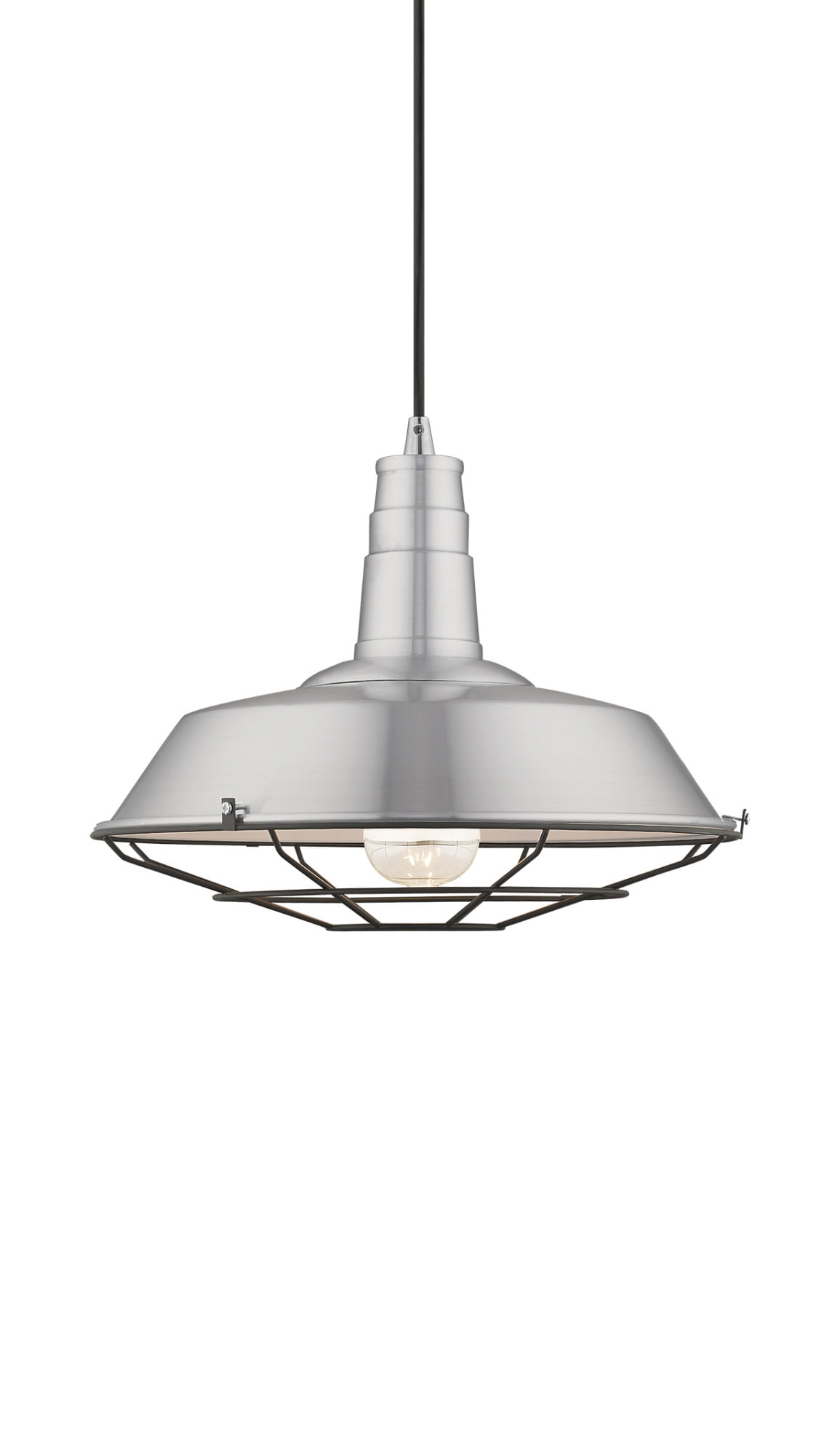 Brushed Aluminum Mini Pendant Light with Cage