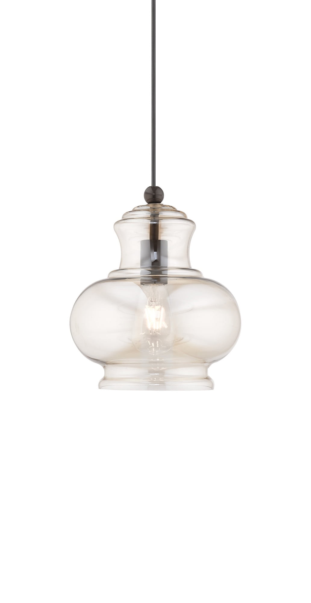 English Bronze & Champagne Glass 9" Mini Pendant Light