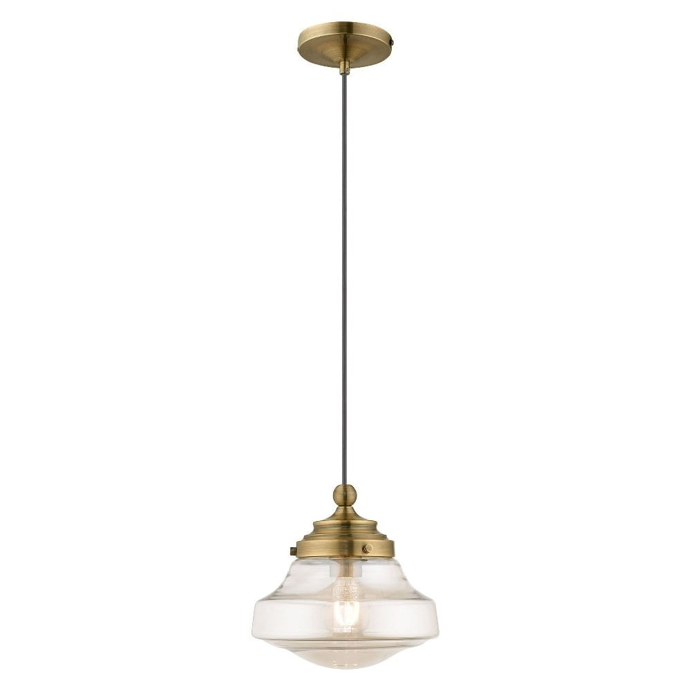 Antique Brass Mini Pendant with Champagne Glass Shade