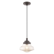 41223-92 Livex Lighting Art Glass - 1 Light Mini Pendant in Coastal Style - 9 Inches wide by 11 Inches high-English Bronze Finish    -Traditional