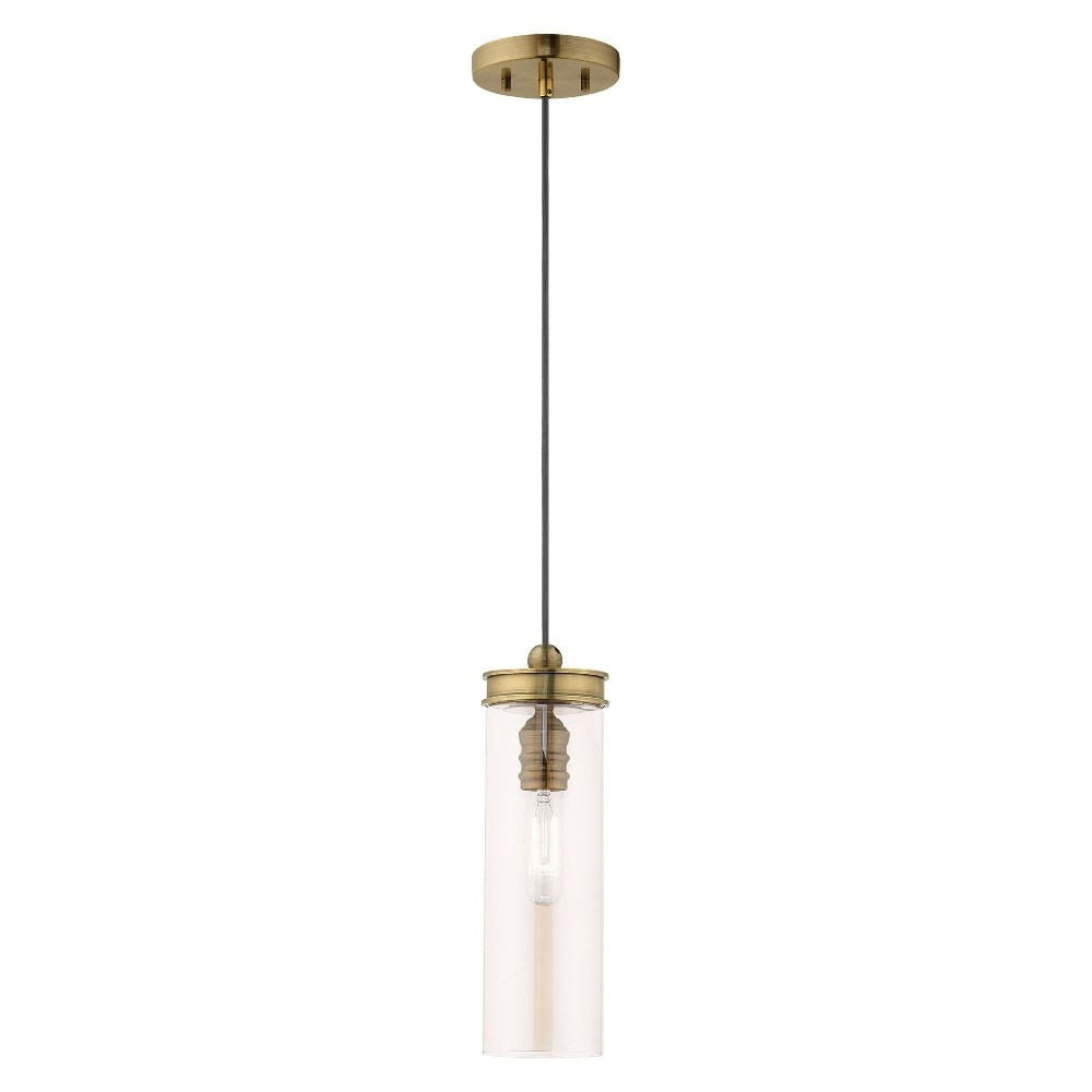 Chic Antique Brass 1-Light Mini Pendant with Champagne Glass