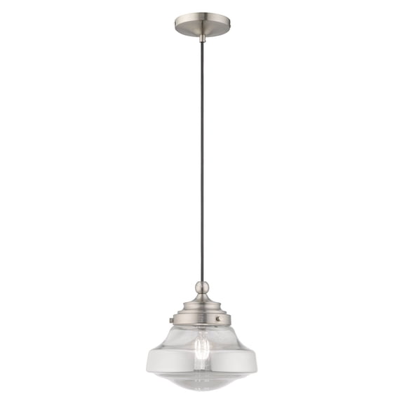 41242-91 Livex Lighting Art Glass - 1 Light Mini Pendant in Coastal Style - 9 Inches wide by 11 Inches high     -Traditional Installation