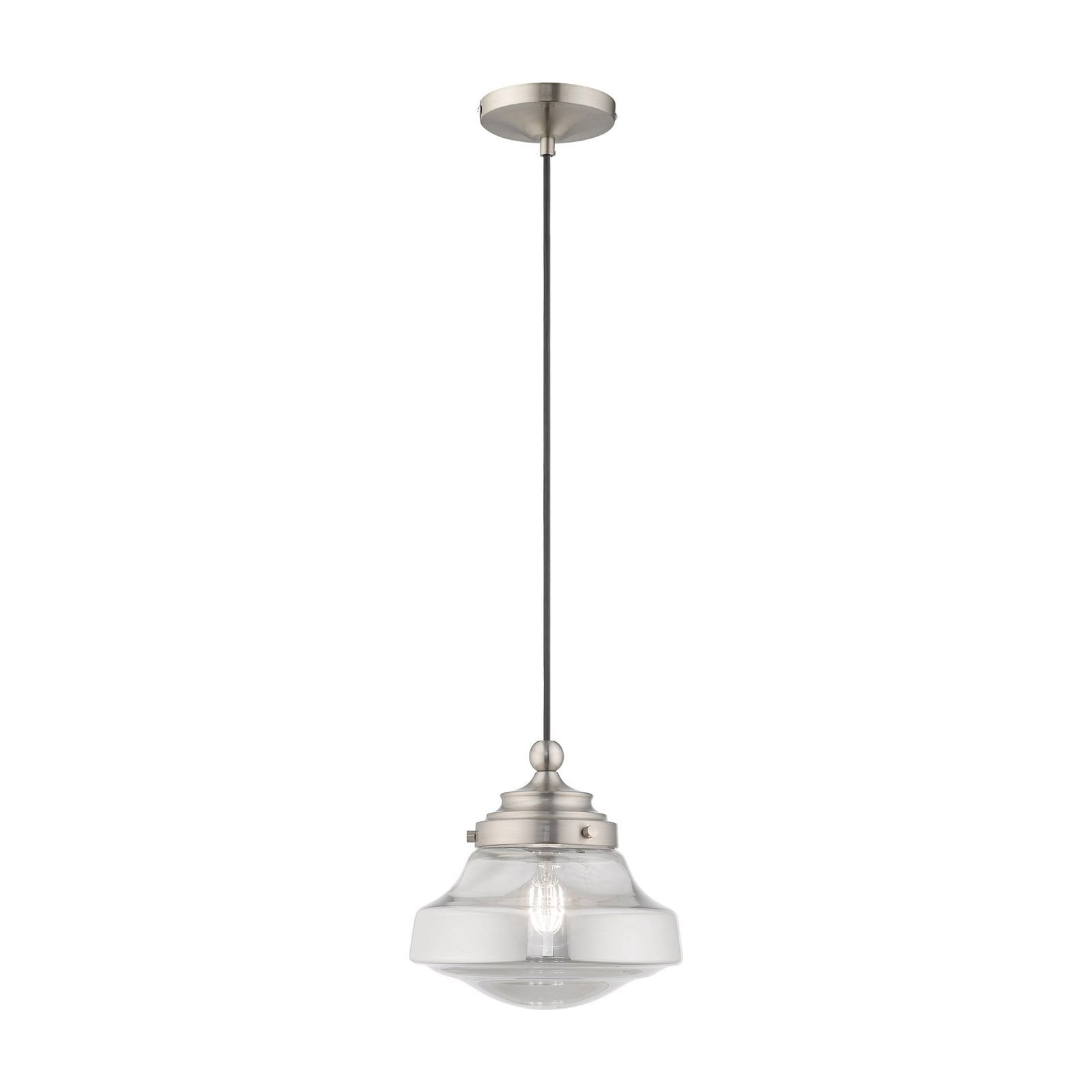 Brushed Nickel Mini Pendant with Smoke Glass Shade