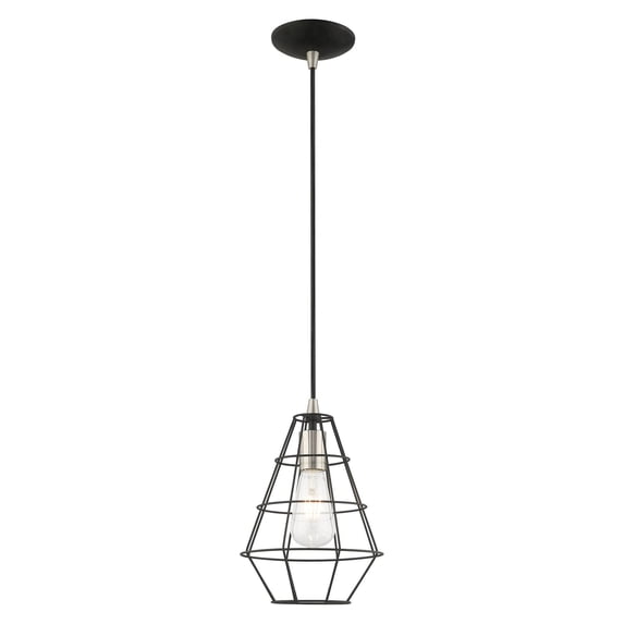 41322-04 Livex Lighting Geometric - 1 Light Mini Pendant in Contemporary Style - 7.75 Inches wide by 15 Inches high-Black Finish -Traditional