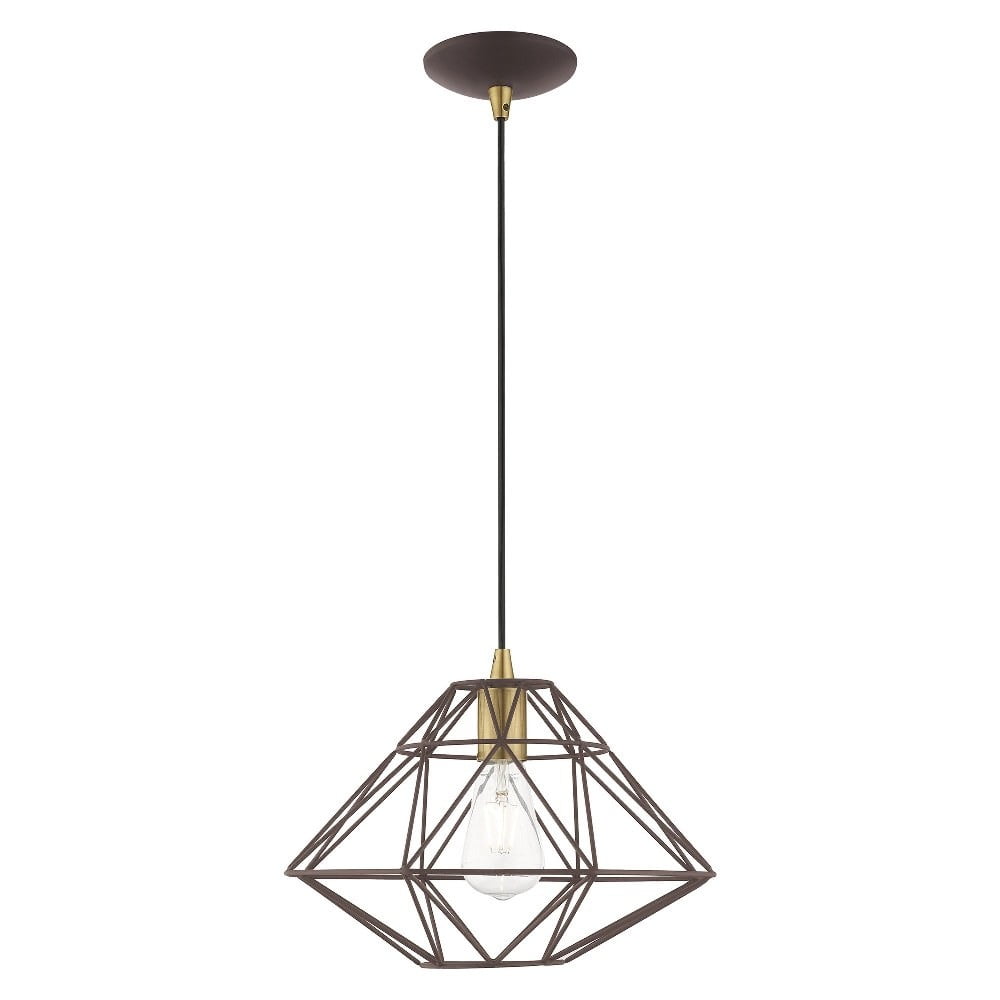 Bronze Geometric Mini Pendant Light for Indoor/Outdoor Use