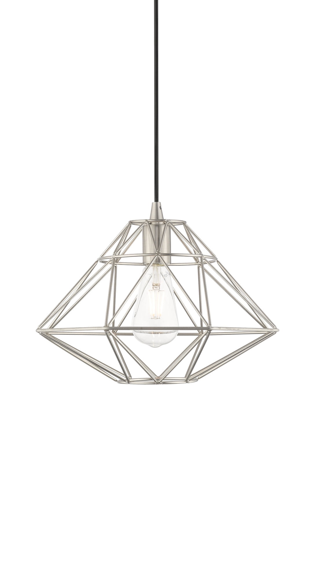 Brushed Nickel Geometric 1-Light Mini Pendant for Indoor/Outdoor