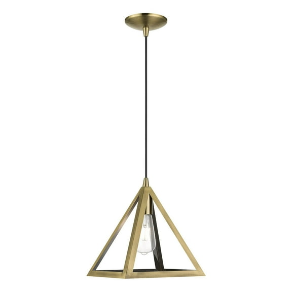 41329-01 Livex Lighting Pinnacle - 1 Light Pendant In Geometric Style-17 Inches Tall and 9.75 Inches Wide-Antique Brass Finish -Traditional