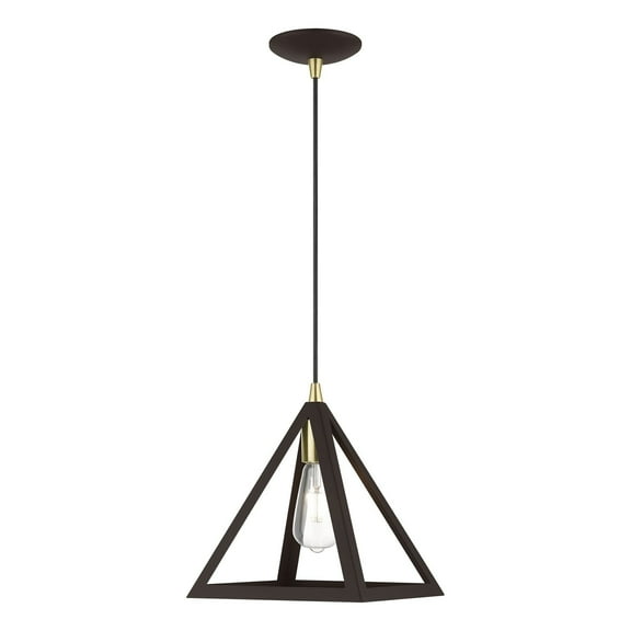 41329-07 Livex Lighting Pinnacle - 1 Light Pendant In Geometric Style-17 Inches Tall and 9.75 Inches Wide-Bronze/Antique Brass Finish    -Traditional
