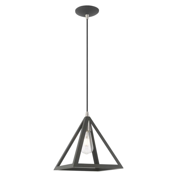 41329-76 Livex Lighting Pinnacle - 1 Light Pendant In Geometric Style-17 Inches Tall and 9.75 Inches Wide-Scandinavian Gray Finish -Traditional