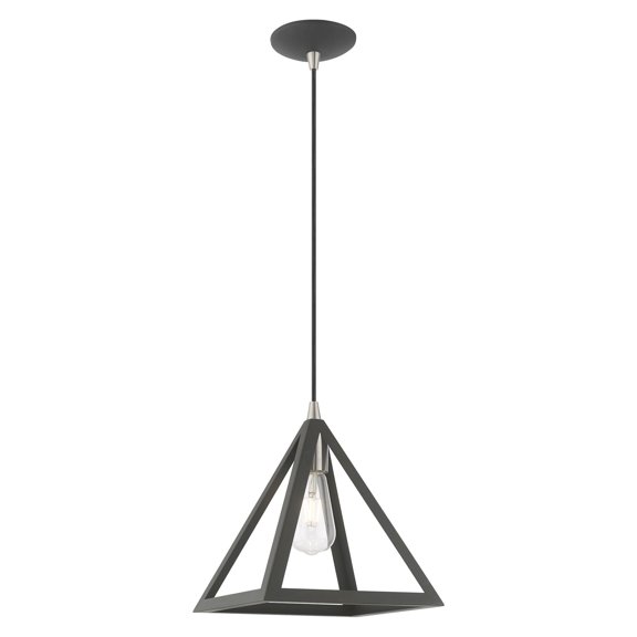 41329-76 Livex Lighting Pinnacle - 1 Light Pendant In Geometric Style-17 Inches Tall and 9.75 Inches Wide-Scandinavian Gray Finish -Traditional