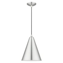 41492-66-Livex Lighting-Dulce - 1 Light Cone Pendant In Modern Style-18 Inches Tall and 10 Inches Wide-Brushed Aluminum/Polished Chrome Finish