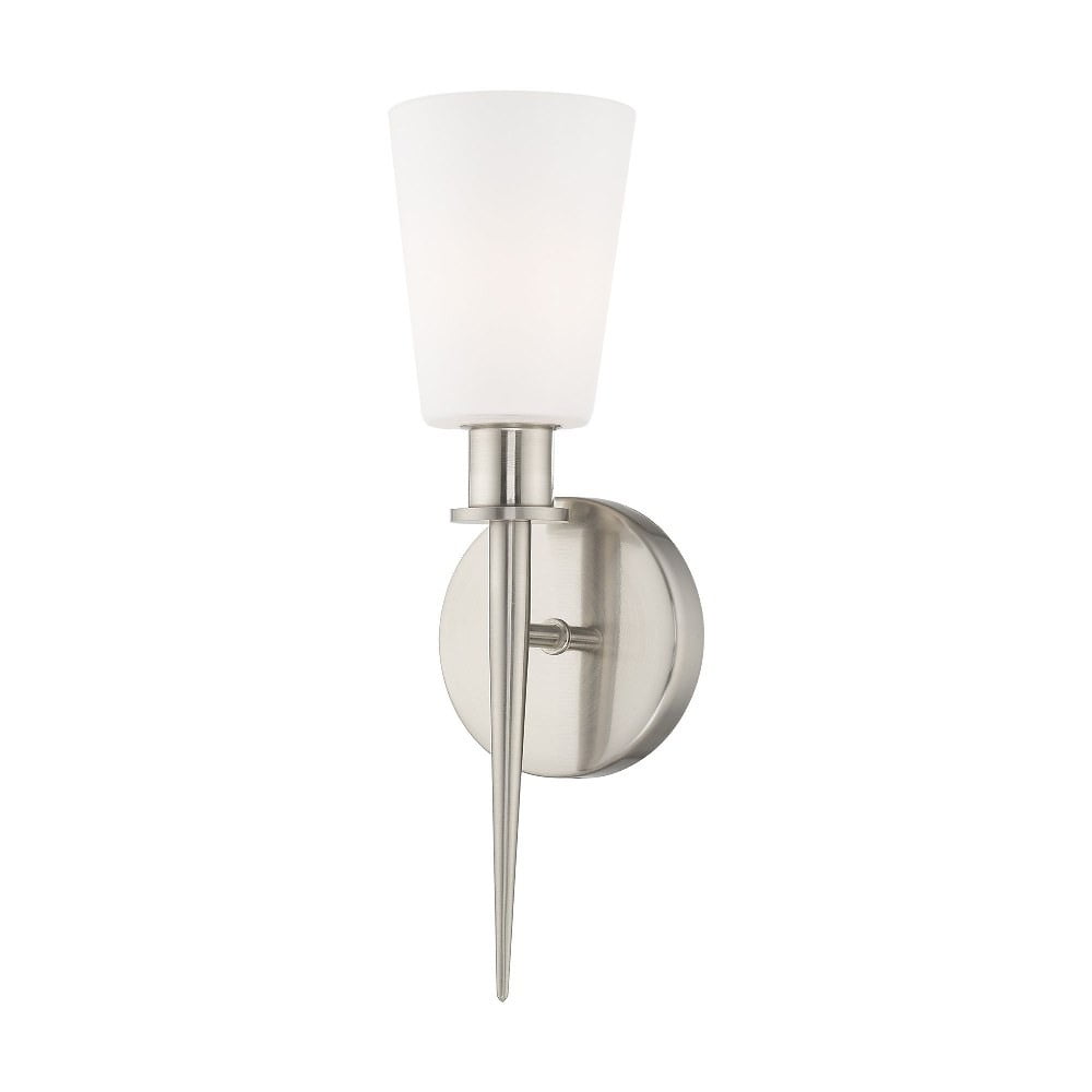 Witten Brushed Nickel 1-Light Wall Sconce with Opal White Glass