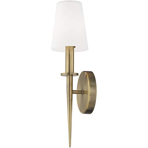 Antique Brass Wall Sconce with Opal White Glass Shade