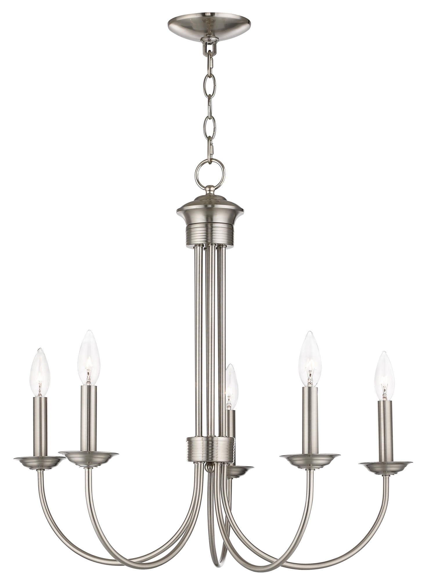 Estate Elegance 5-Light Brushed Nickel Chandelier with Candelabra Bulbs