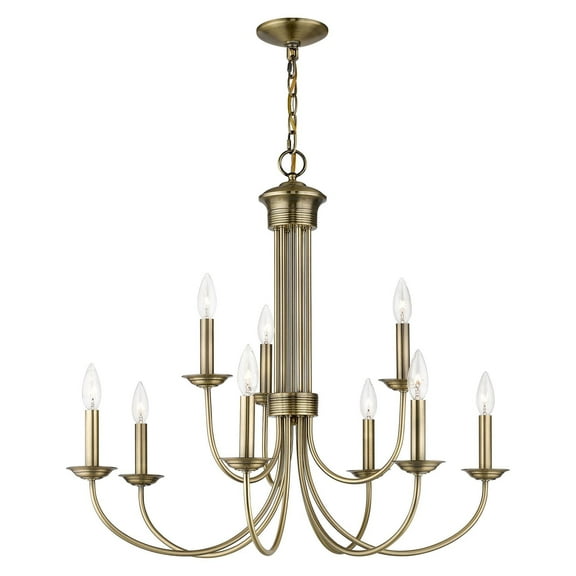 Livex Lighting Estate 9 Light Chandelier in Antique Brass