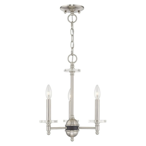 42703-91 Livex Lighting Bennington - 3 Light Mini Chandelier - 14 Inches wide by 17.5 Inches high-Brushed Nickel Finish    -Traditional Installation