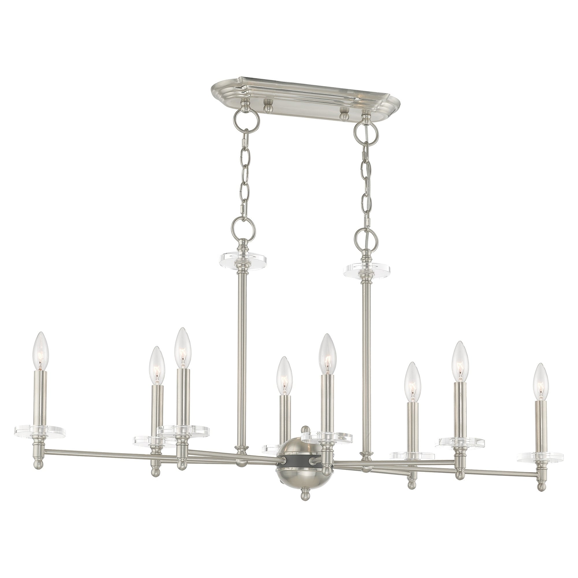 Elegant Bancroft 8-Light Linear Chandelier with Brushed Nickel Finish