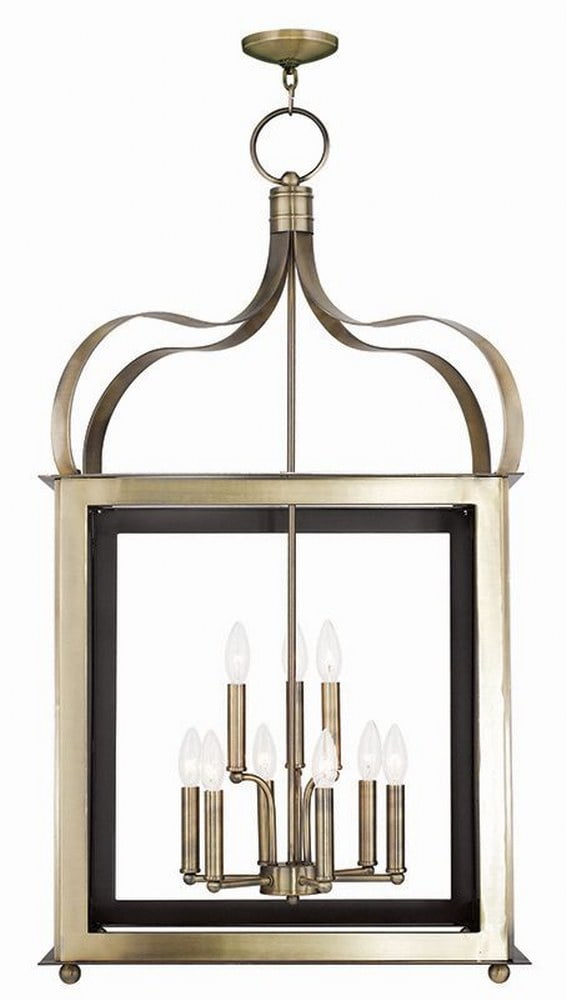Garfield Antique Brass Squared 9-Light LED Glass Lantern