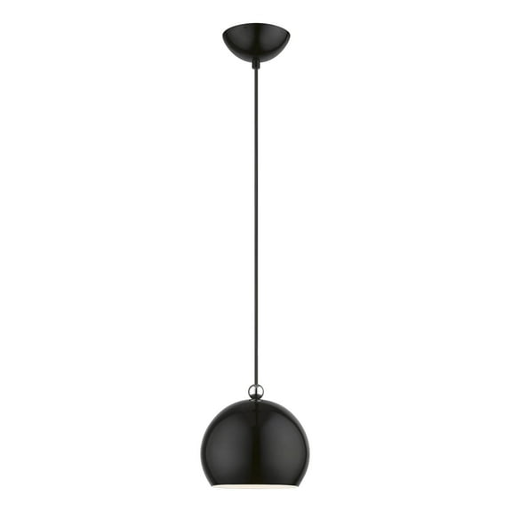 45481-68 Livex Lighting Stockton - 1 Light Globe Mini Pendant In Industrial Style-14.25 Inches Tall and 8 Inches Wide-Shiny Black/Polished Chrome