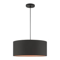 Livex Lighting Sentosa 18" 3-Light Modern Metal & Fabric Pendant in Black