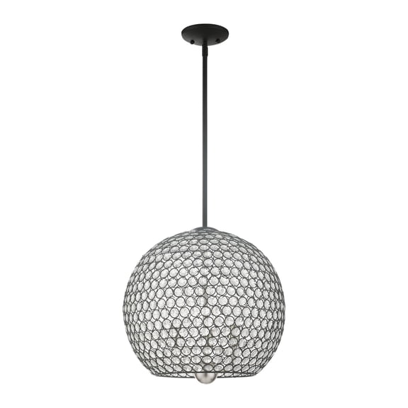 45723-04 Livex Lighting Cassandra - 3 Light Pendant in Glam Style - 16 Inches wide by 18 Inches high-Black Finish    -Traditional Installation