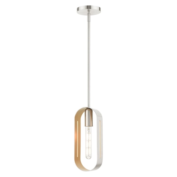 45761-91 Livex Lighting Rave - 1 Light Pendant in Industrial Style - 5.13 Inches wide by 16 Inches high-Brushed Nickel Finish    -Traditional