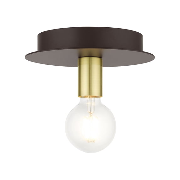 45871-07 Livex Lighting Hillview - 1 Light Flush Mount in Contemporary Style - 8 Inches wide by 3.75 Inches high-Bronze Finish