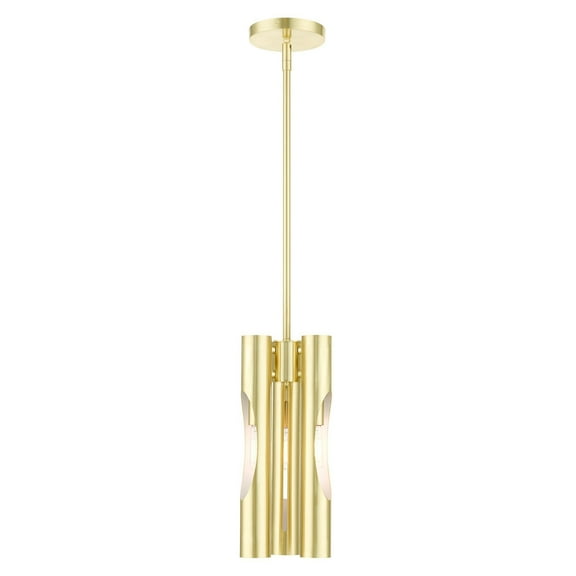 45913-12 Livex Lighting Acra - 3 Light Pendant in Contemporary Style - 6.25 Inches wide by 22.63 Inches high-Satin Brass Finish    -Traditional