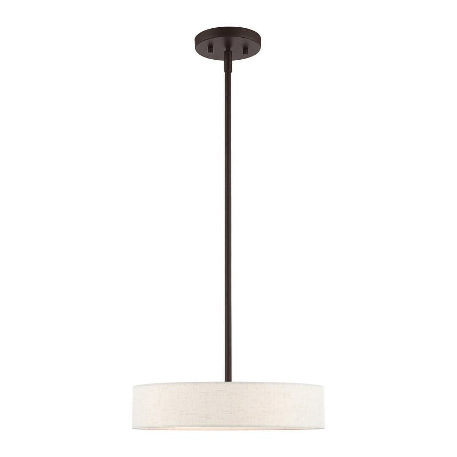 Venlo Modern 4-Light Bronze Drum Pendant with Oatmeal Fabric Shade
