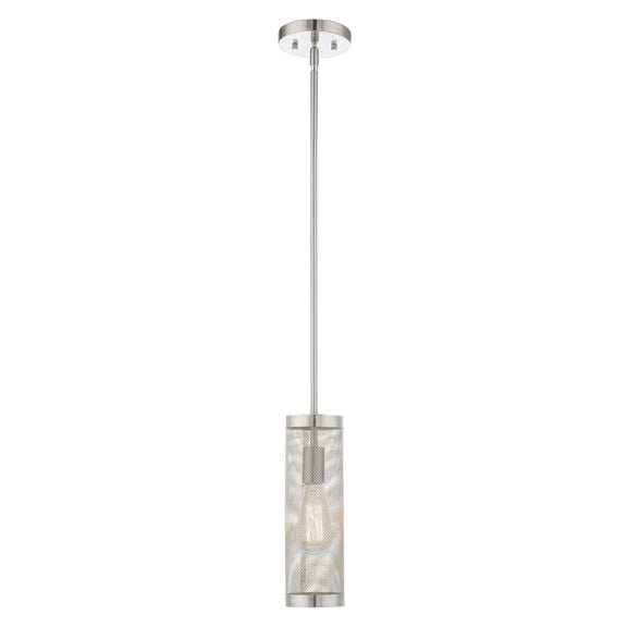 46211-91 Livex Lighting Industro - 1 Light Pendant in Contemporary Style - 5.13 Inches wide by 21.5 Inches high-Brushed Nickel Finish    -Traditional