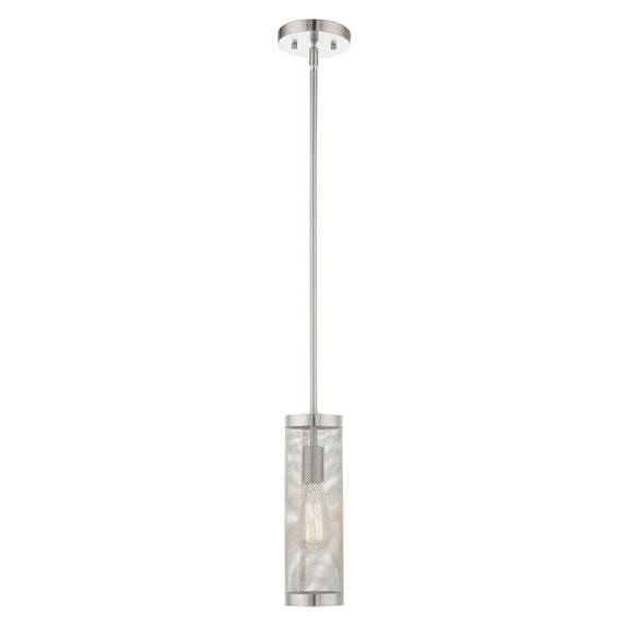 46211-91 Livex Lighting Industro - 1 Light Pendant in Contemporary Style - 5.13 Inches wide by 21.5 Inches high-Brushed Nickel Finish -Traditional