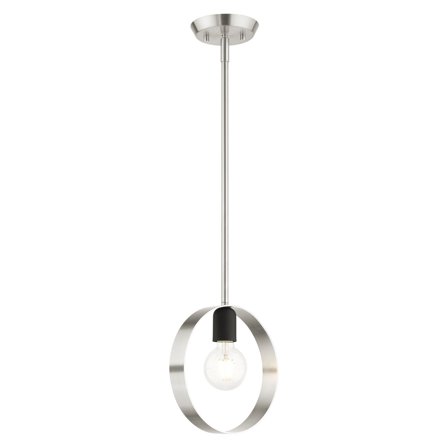 46411-91 Livex Lighting Modesto - 1 Light Pendant in Industrial Style - 5.13 Inches wide by 12.25 Inches high-Brushed Nickel Finish    -Traditional