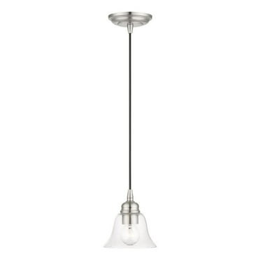 46480-91-Livex Lighting-Moreland - 1 Light Pendant In Transitional Style-12.5 Inches Tall and 6.25 Inches Wide-Brushed Nickel Finish    -Traditional