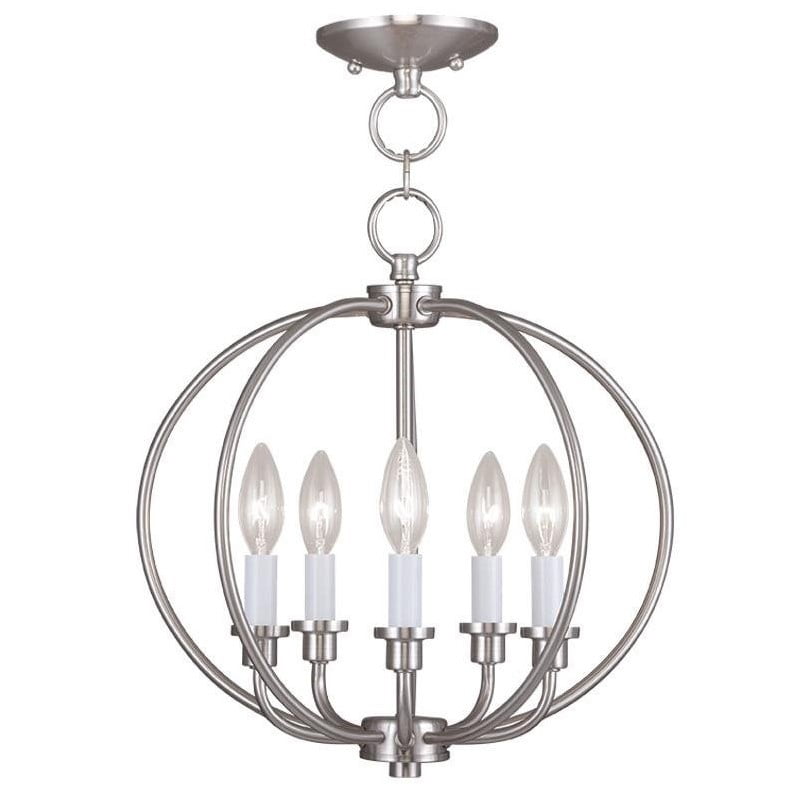 Mini Nickel Round Steel Candle Chandelier Light