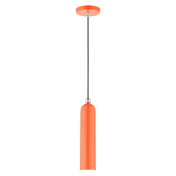 46751-77 Livex Lighting Ardmore - 1 Light Pendant in Mid Century Modern Style - 5.13 Inches wide by 16.5 Inches high-Shiny Orange Finish