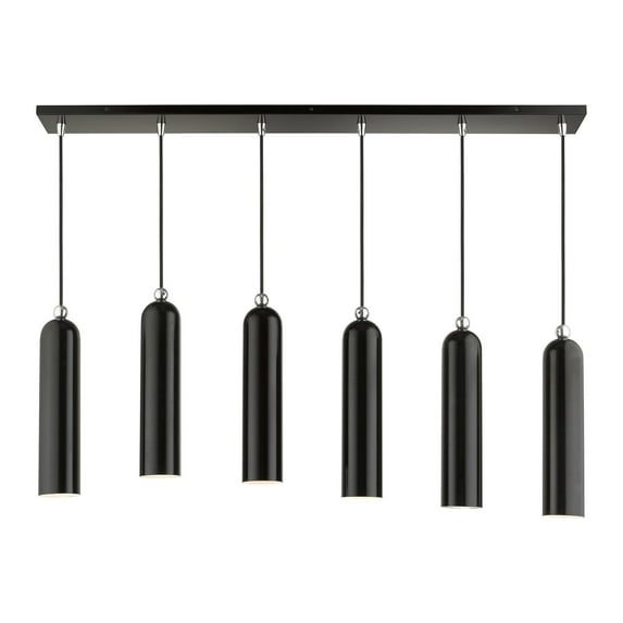 46757-68 Livex Lighting Ardmore - 6 Light Linear Pendant in Mid Century Modern Style - 4.5 Inches wide by 16.5 Inches high-Shiny Black Finish
