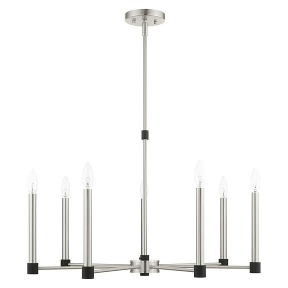 46887-91 Livex Lighting Karlstad - 7 Light Chandelier in Contemporary Style - 28 Inches wide by 20.25 Inches high-Brushed Nickel Finish