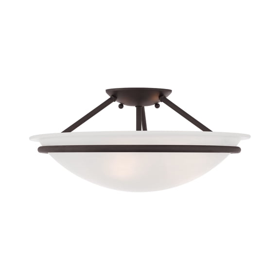 4824-07 Livex Lighting Newburgh - 3 Light Semi-Flush Mount In Transitional Style-7 Inches Tall and 16 Inches Wide-Bronze Finish