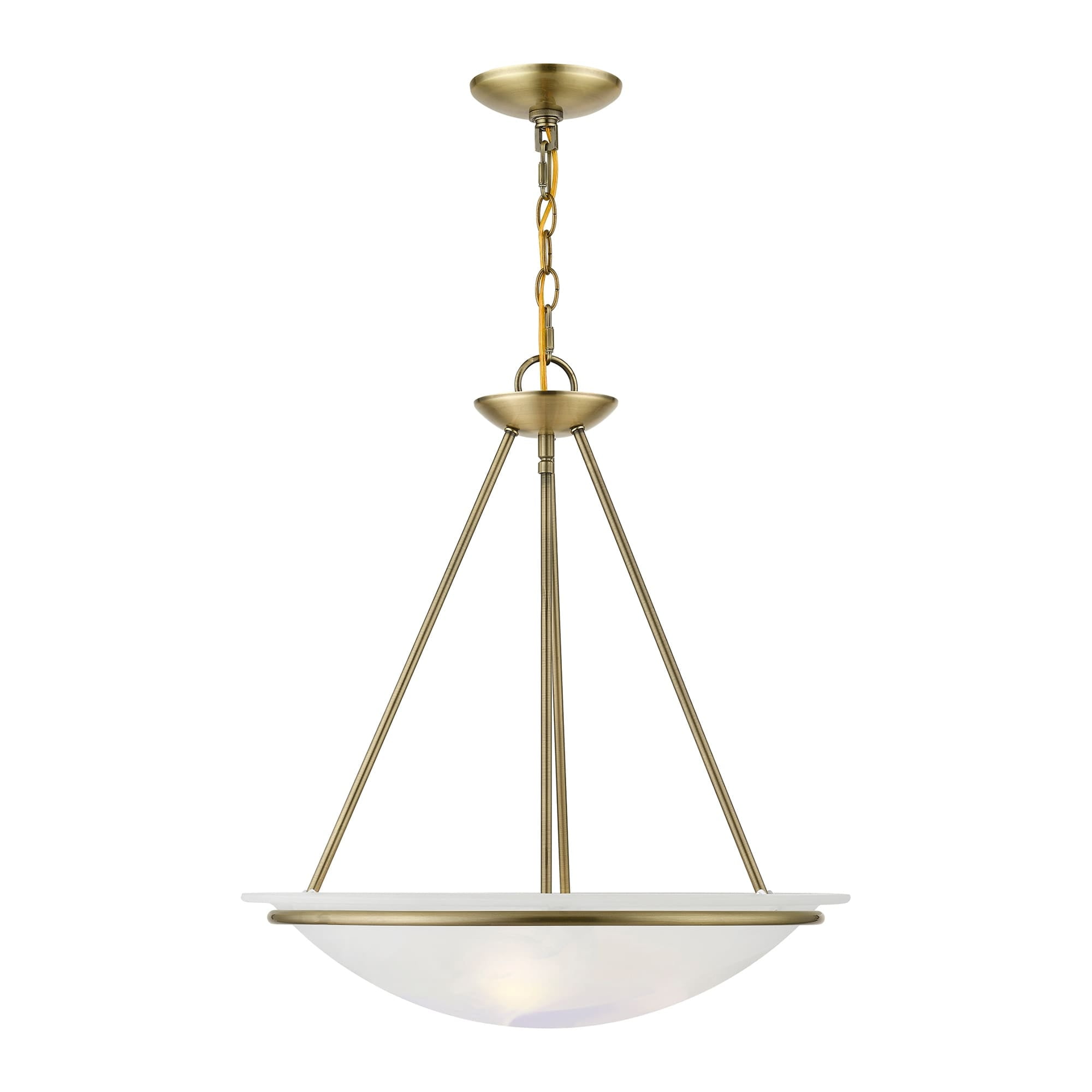 Antique Brass 3-Light Pendant with White Alabaster Glass Shade