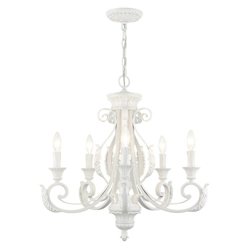 Valencia Shiny White 5-Light Contemporary Chandelier