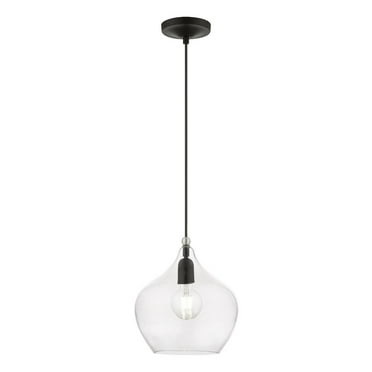 49093-04-Livex Lighting-Aldrich - 1 Light Pendant In Transitional Style-17 Inches Tall and 9.75 Inches Wide-Black/Brushed Nickel Finish