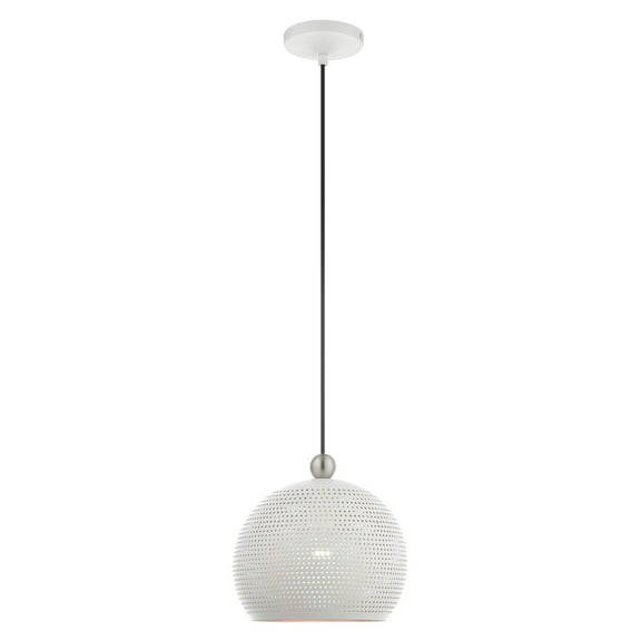 Livex Lighting 1 Light White Mini Pendant, 49100-03 - 9.875" Dia x 11" - 80" Adj. H